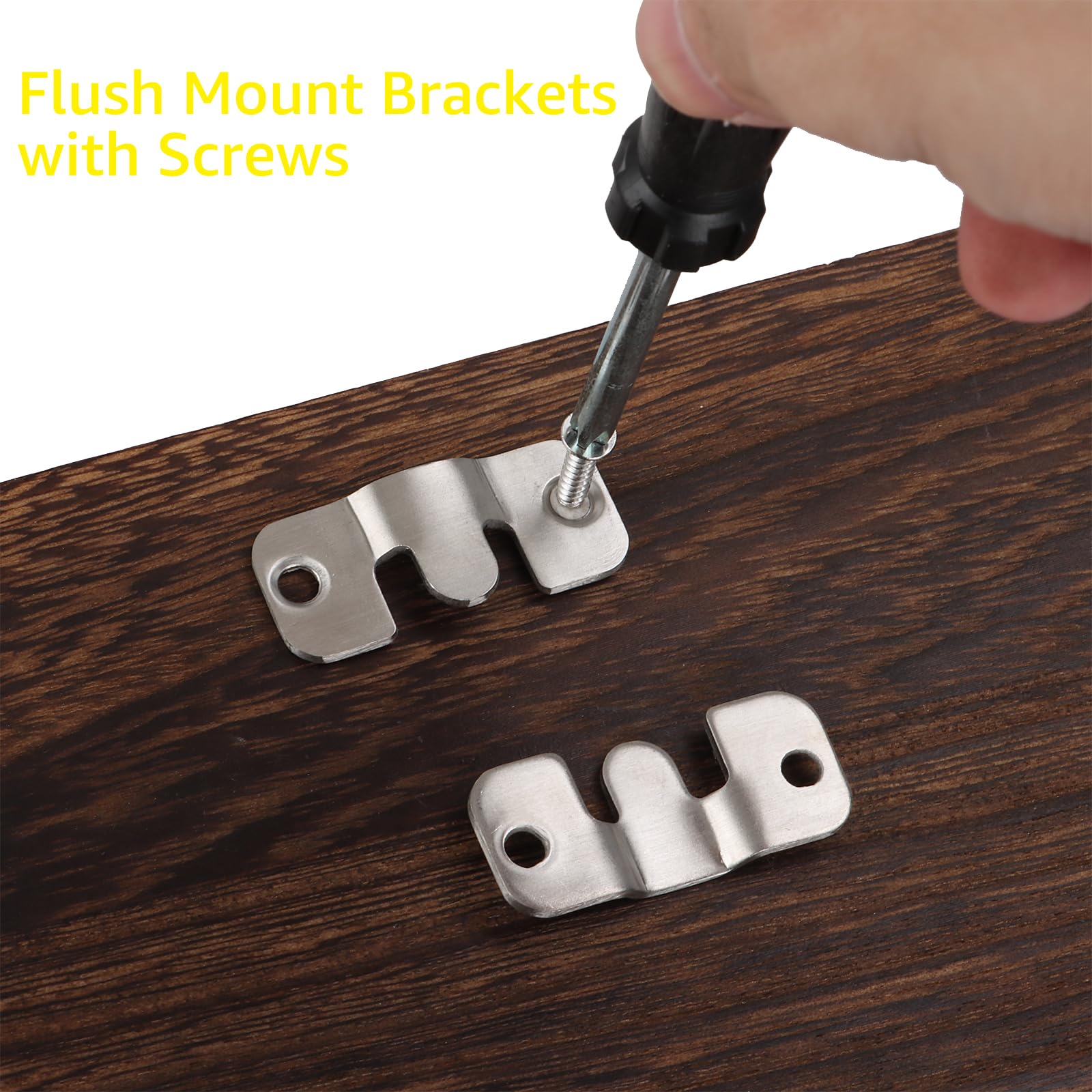 VIDETOL 48 Pcs Flush Mount Brackets Concealed, Stainless Steel Interlocking Picture Flush Mount Brackets , Heavy Duty Z Clip Bracket for Hanging Picture Frame Headboard Furniture Connector Hangers - Image 3