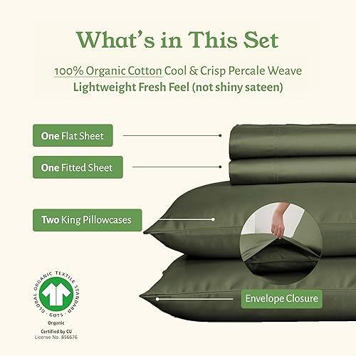 Miniatura 3 de California Design Den Conjunto de sábanas tamaño King - Sábanas suaves 100% algodón orgánico con bolsillos profundos, percal nítido, conjunto de