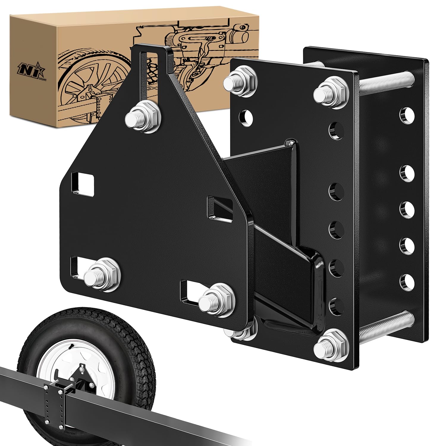 Nilight Spare Tire Carrier 3-Nuts Design Boat Trailer Carrier Bracket Utility Trailer Accessories Fits 4 & 5 & 6 Lugs Trailer Wheels on 4" 4.5'' 4.75'