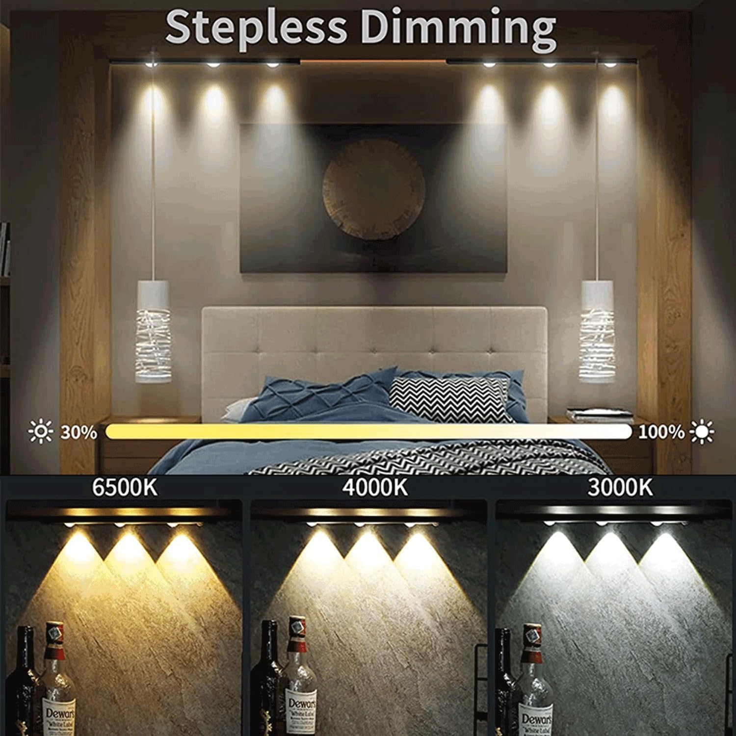 421Sens Unterschrank-Licht, Bewegungsmelder, Fernbedienung, 3 Lichtmodi, stufenloses Dimmen, über USB wiederaufladbar, Nachtlichter für Küche, Kleiderschrank, Korridore, 1 Stück, 3 LEDs, 39,9 cm