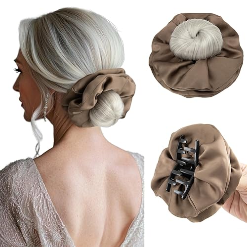 SARLA Small Sleek Claw Clip Hair Bun with Hair Scrunchies