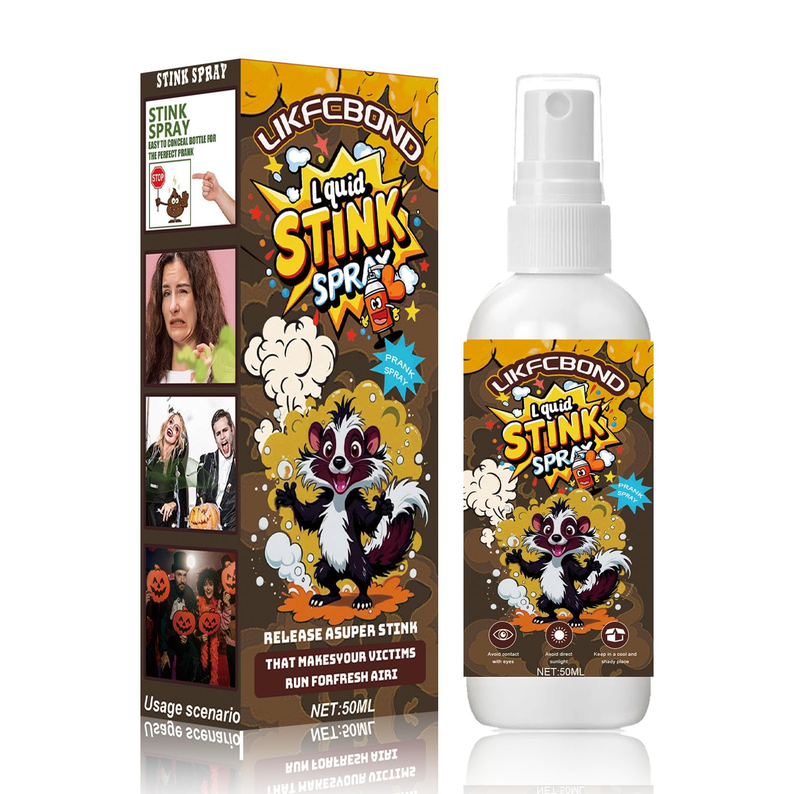 LIKFCBOND Extrastarkes Stinkspray, Lustige Witz Stink Spray, Ultimate Funny Party Prank Smell Spray for Adults, Neuheit Geruch Flüssiger Stinkspray, 1 Stück, 50ML