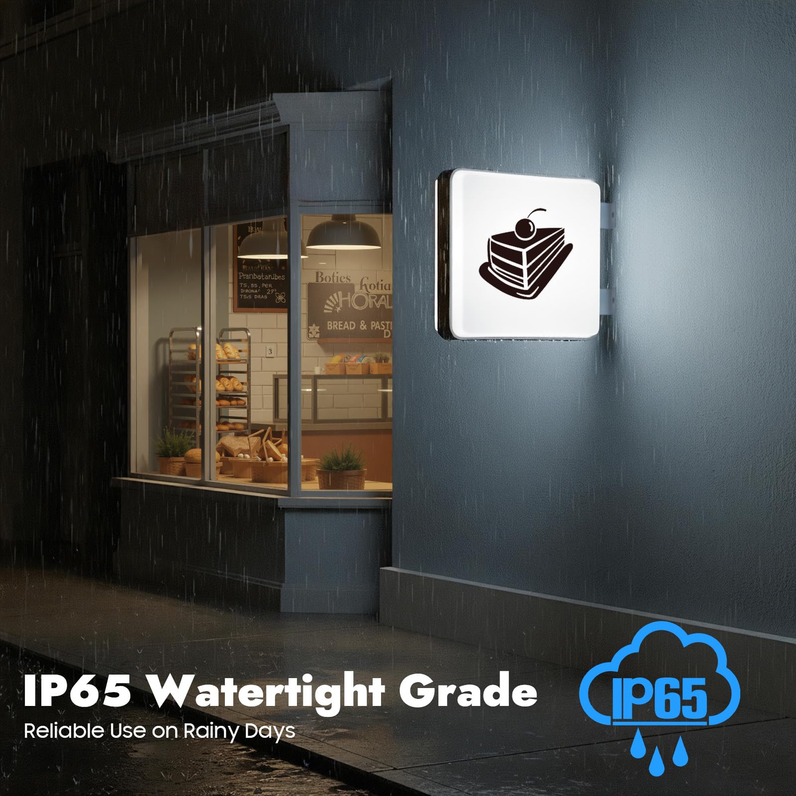 LED Leuchtkasten Doppelseitig 50x50cm, Premium Leuchtreklame 220V, IP44 Wasserdicht für Außenbereich, Wandmontage (Weiß) (60 * 60cm)