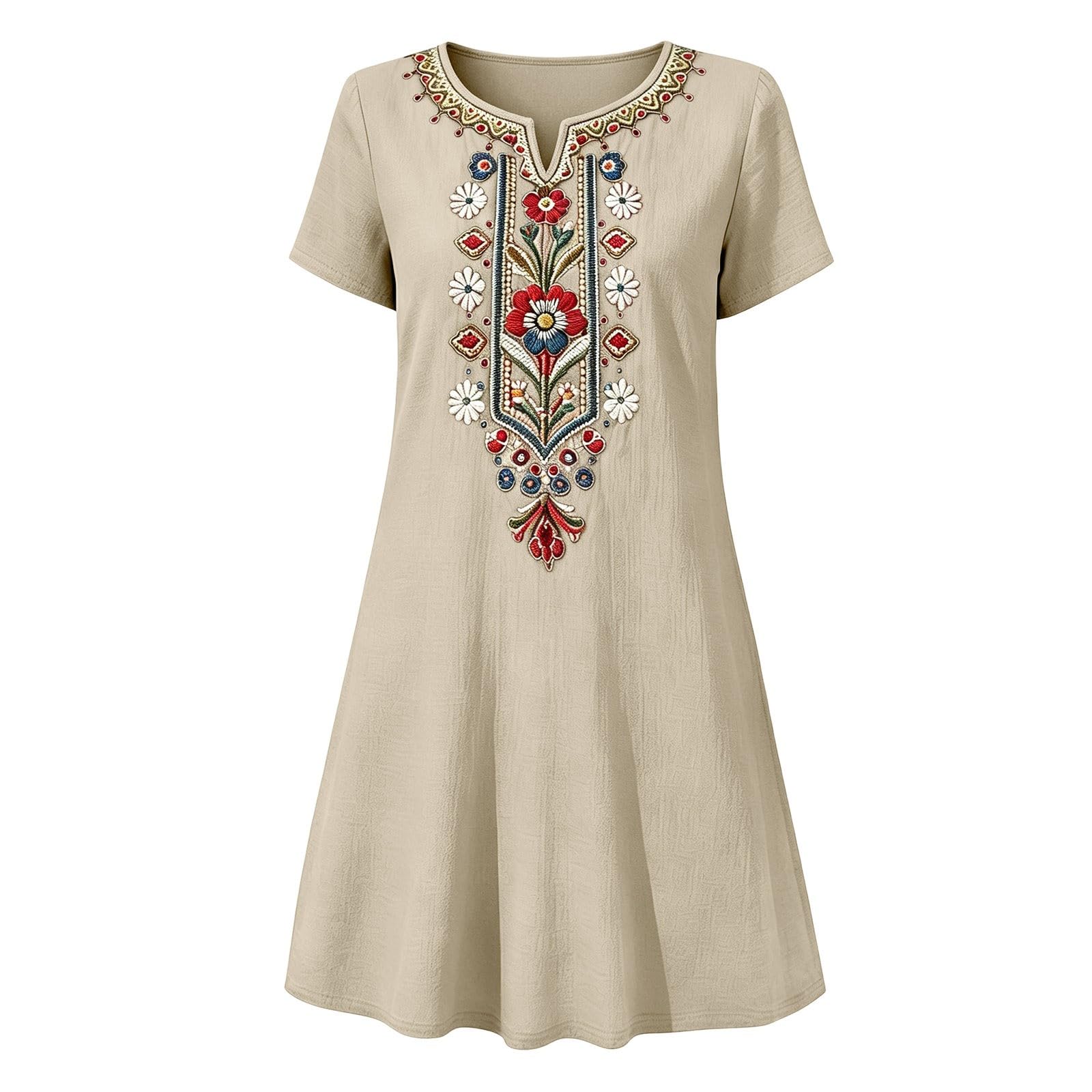 Damen Kleider Sommer Midi Luftige Sommerkleider Leichte Knielang Strand Kleid Lässige Midikleid Boho Locker Strandkleid Ärmelloses Rundhals Hauskleid Elegant Lange Kleider Böhmisch Kleid