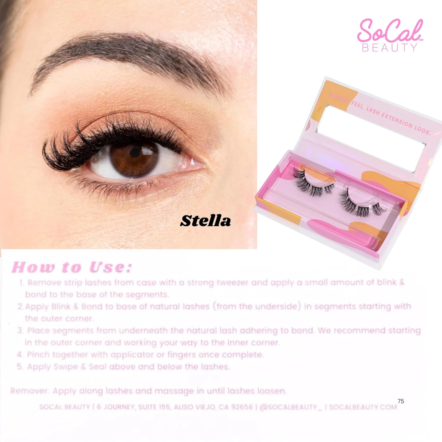 Mega Texture Lash Extension Look DIY Lashes by SoCal Beauty - Salon-Quality Faux Mink Lashes - Easy to Apply, Reusable, Lightweight & Cruelty-Free