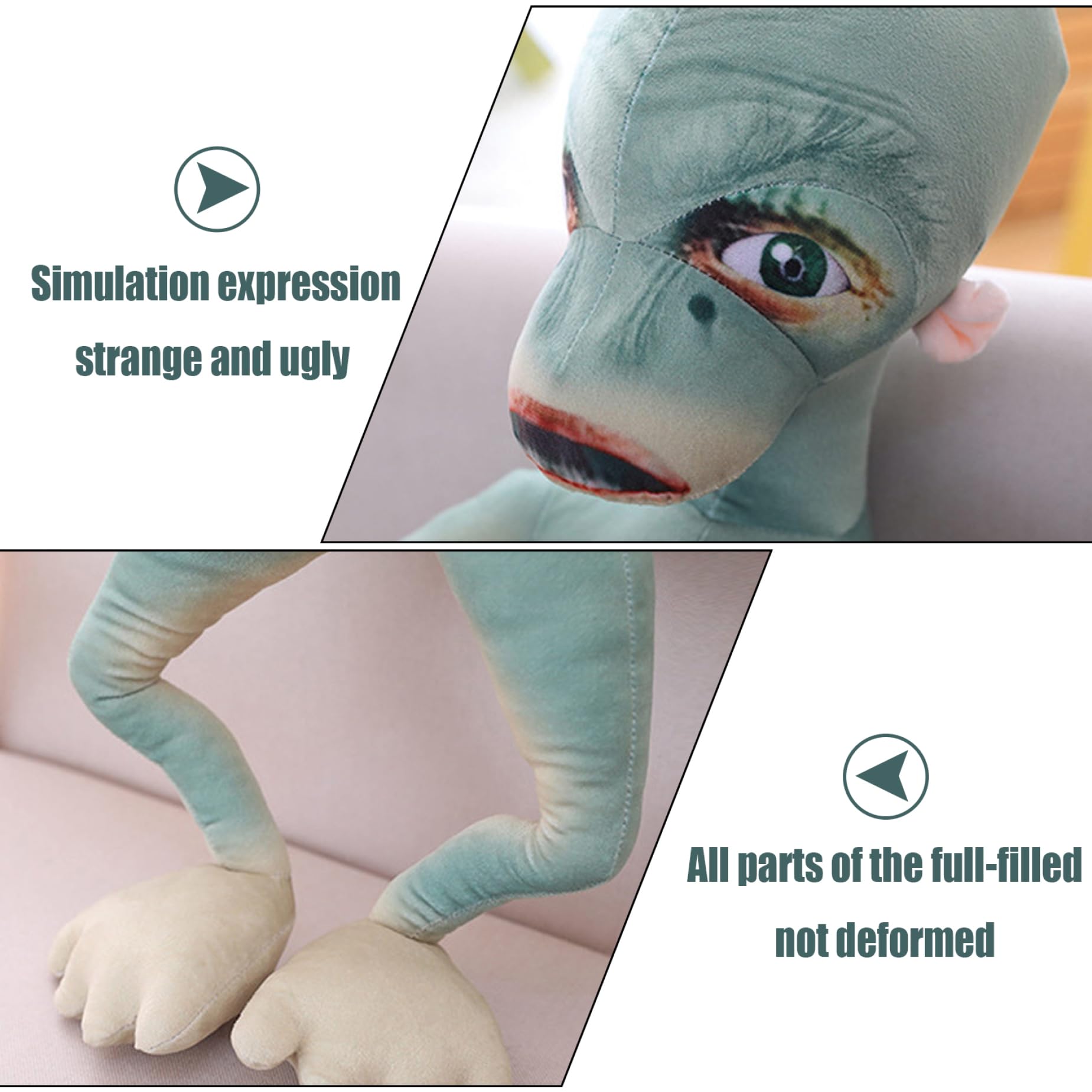 Jorzer Alien Plush, Animales de Peluche de Tela Suave, Gris, 23, 6 Pulgadas, 1 Paquete.