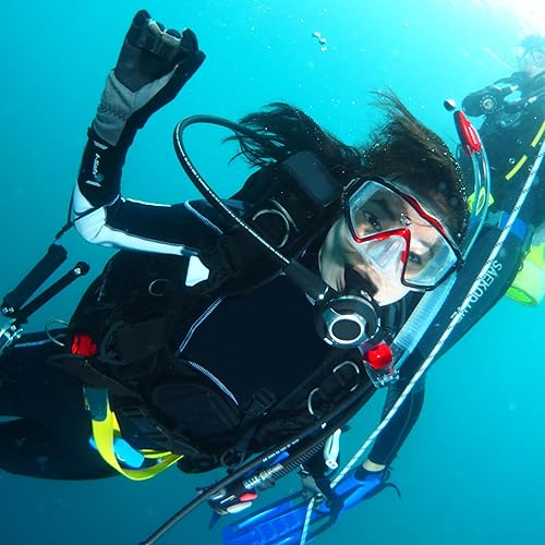 Miniatura 6 de Pano - Máscara de buceo de 3 ventanas, vista panorámica, vidrio templado antivaho - Máscara de buceo, máscara de buceo, máscara de esnórquel para