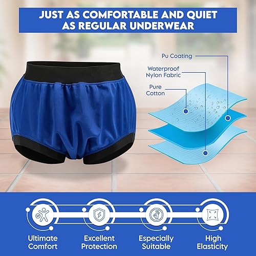 Miniatura 5 de Cubierta de pañales para adultos, impermeable, reutilizable, para incontinencia, pantalones de plástico para incontinencia, cintura alta, a prueba