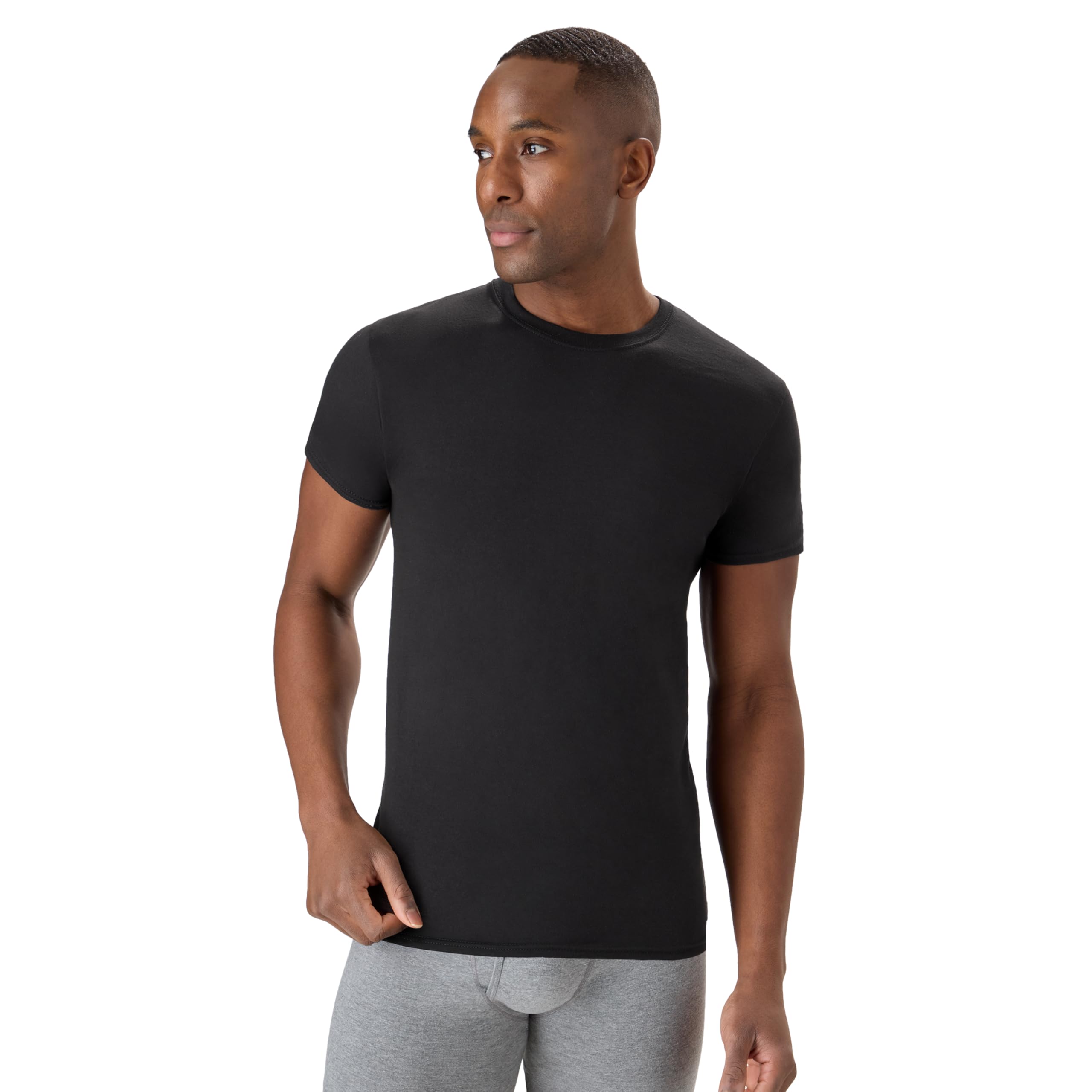 Hanes Comfortblend - Camiseta Interior para Hombre, Paquete de 4, Camisetas Comfortblend Que absorben la Humedad para Hombre, Camiseta de Cuello Redondo, Ajuste Entallado, Negro, Medium