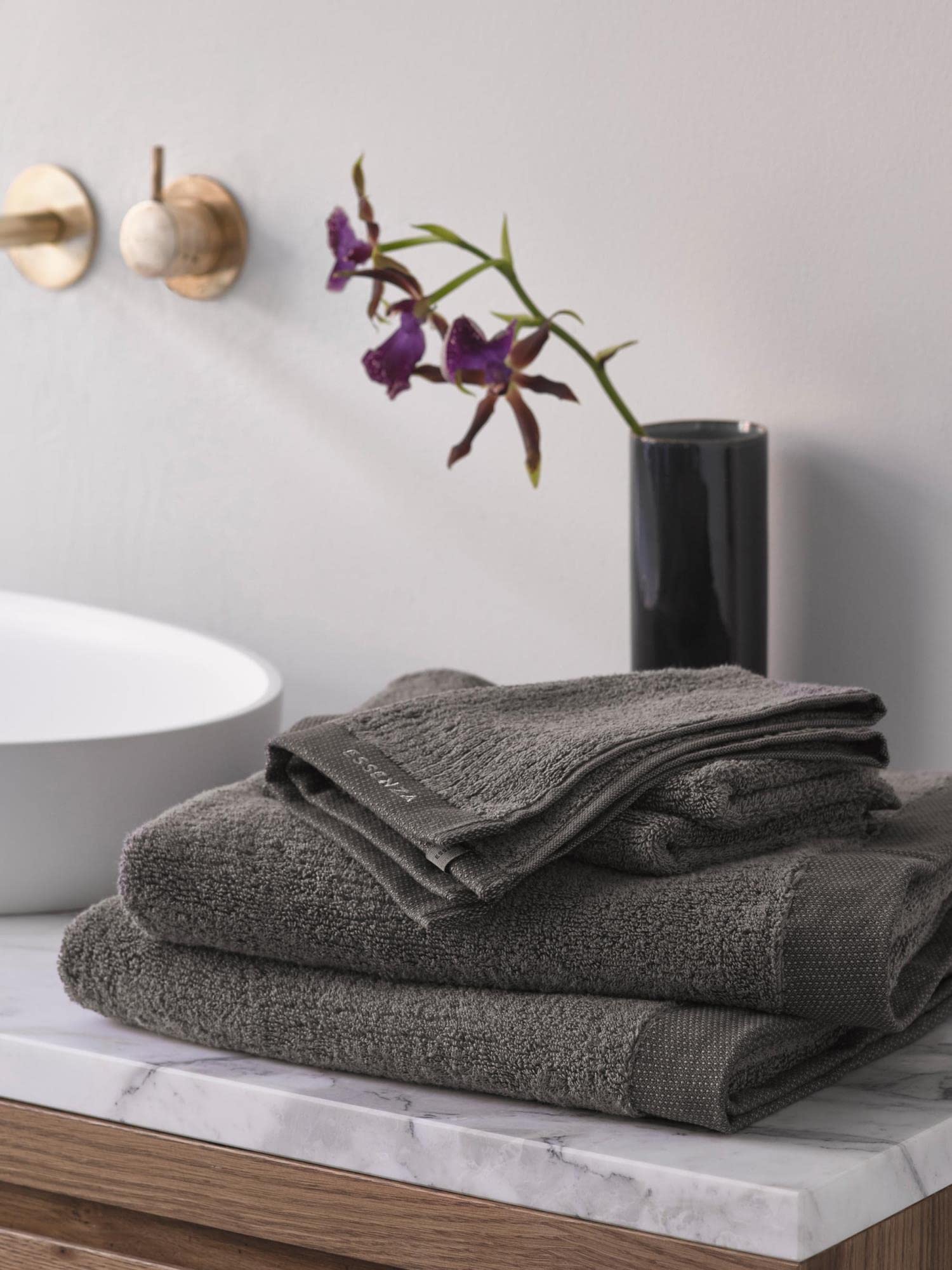 ESSENZA Handtuch Connect Organic Lines Uni Frottier Grau, 70x140 cm