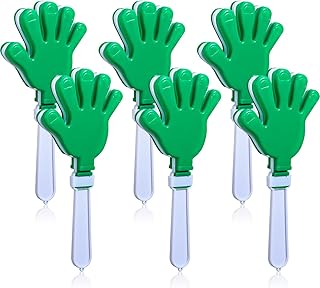 Syhood 6 Pcs Hand Clappers 7.5 Inch Noise Makers Party Favors Sports Clapper Plastic Clapper Sporting Events Cheers for Football Basketball Game Birthday Decorations Gift Supplies (Green and White