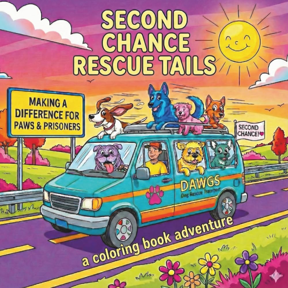 Second Chance Rescue Tails: A Rescue Dog Coloring Book (DAWGS Prison Program Adventure Series)