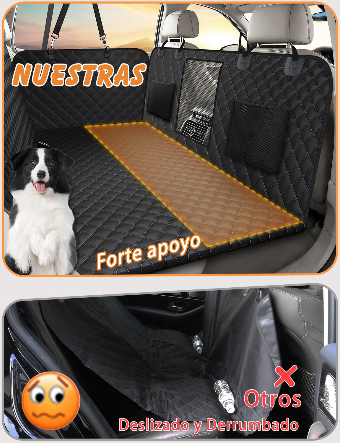 Alfheim Extensor de Asiento Trasero para Perro Capacidad para 180 kg | Funda Impermeable para Asiento Trasero de Coche, Perro Trasero Duro, Material Mejorado Hamaca Resistente a los Arañazos Cuna