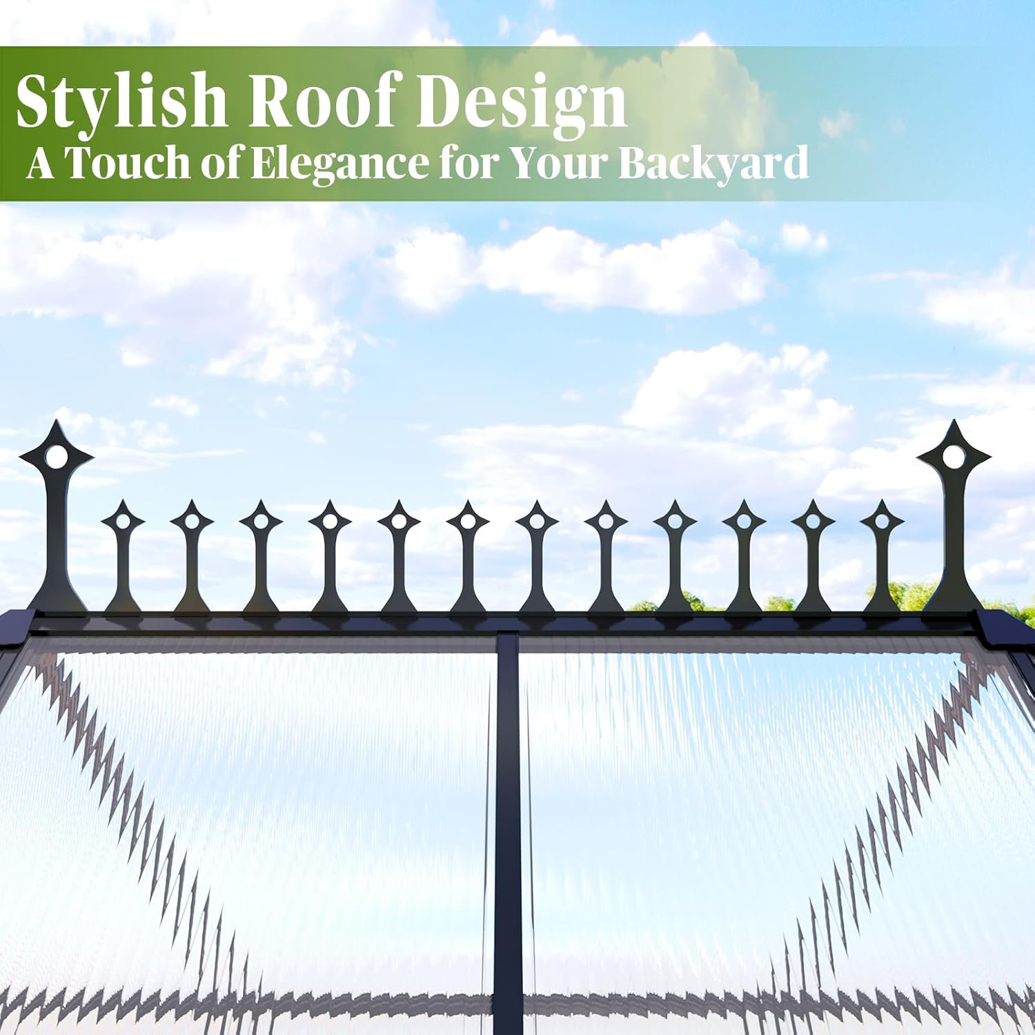 14x9.7x10 FT Polycarbonate Greenhouses for Outdoors, Large Huge Greenhouse Sunroom with 2 Adjustable Windows &Sliding Door, Walk-in Design with Aluminum Frame for Patio, Garden