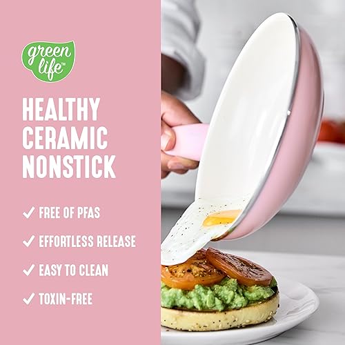 Vista 52 de GreenLife - Juego de batería de cocina antiadherente, de cerámica y agarre suave con utensilios Turquesa