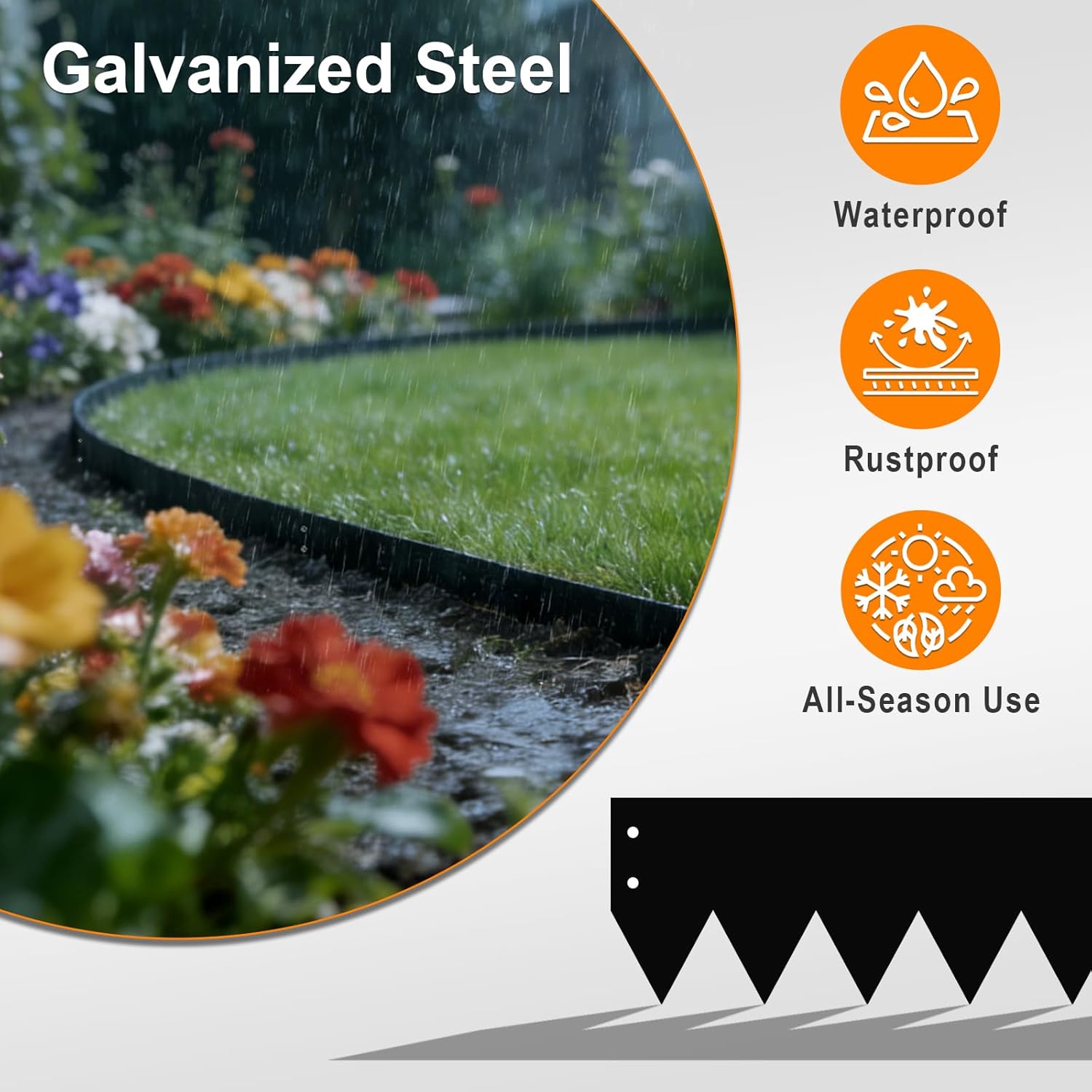 4 Inch Metal Landscape Edging, 6 Pack Galvanized Steel Garden Edging Border with Screws, Hammer in Landscape Edging for Yard & Pathway