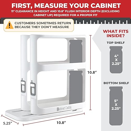 Miniatura 2 de Cabinet Caddy Spice Rack Organizer for Cabinet - Slide & Rotate Kitchen Organizers and Storage - 2 Double-Decker Shelves - Non-Skid Base - Magnetic