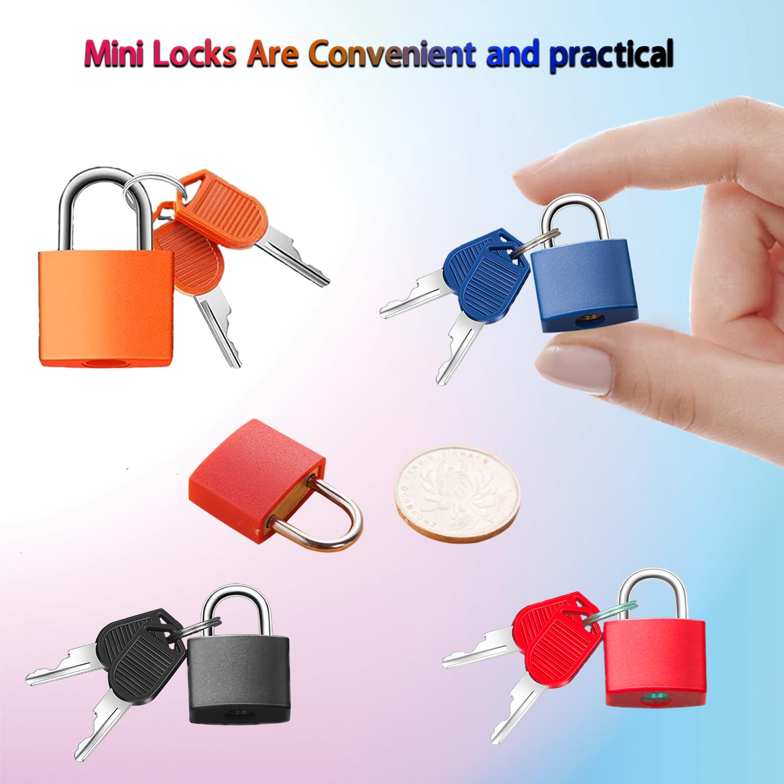 4 Pcs Suitcase Lock Small Luggage Locks with Keys Multi-Color Mini Padlock Plastic-Covered Copper Core Keyed Padlocks for Suitcase Backpack Bag Boxes Drawer Toolbox — Amazon image 4