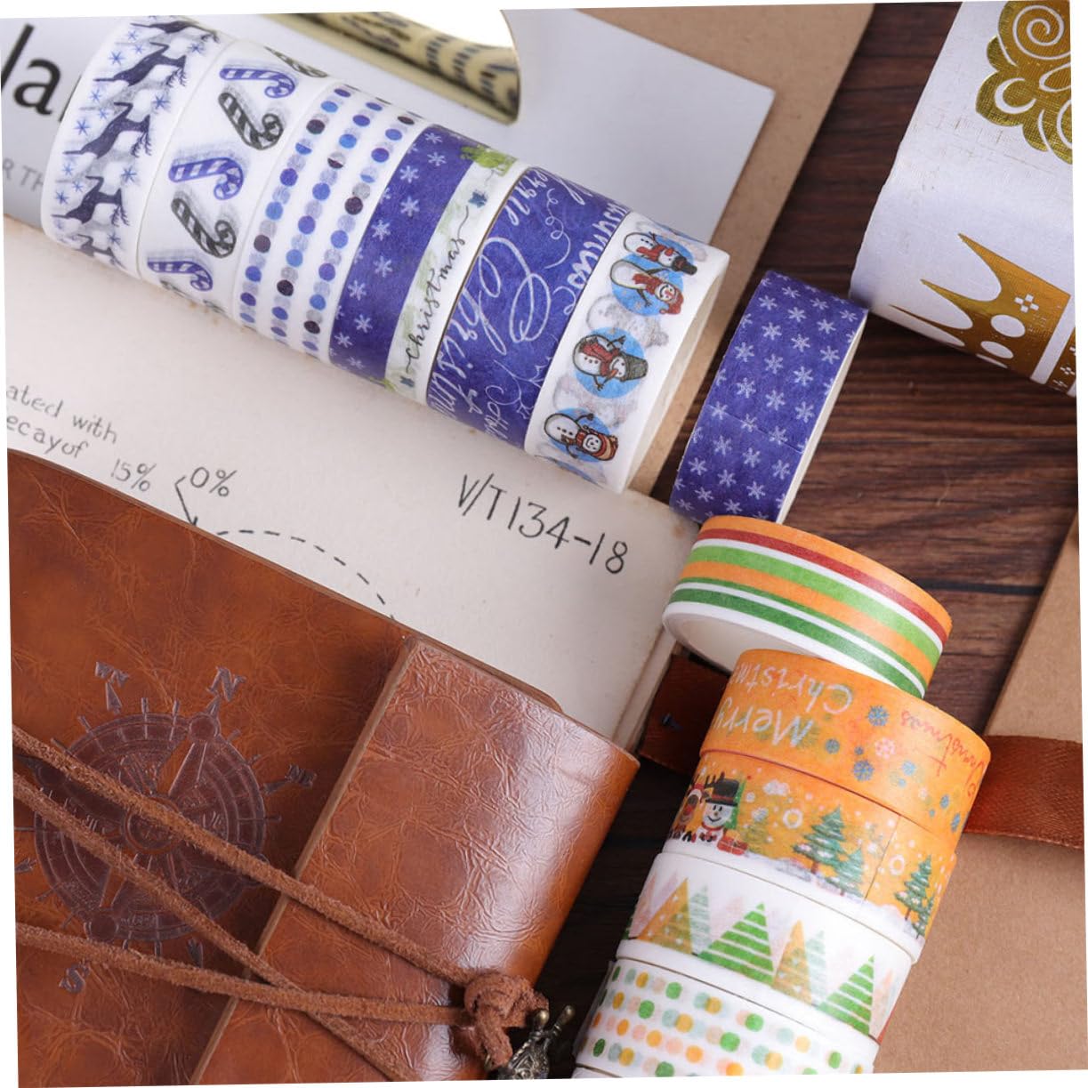 EXCEART 72rollos Cintas Adhesivas Washi De Navidad para Decoración De Scrapbooking y Manualidades Diseño Temático Festivo para Planificadores y Embalaje De