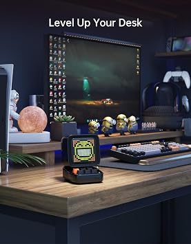 Divoom Ditoo Multifunctional Pixel Art LED Bluetooth Speaker 256 Programmable LED Panel with Party Light Smart Digital Table Clock Gaming Music Box Support TF Card & Radio Black