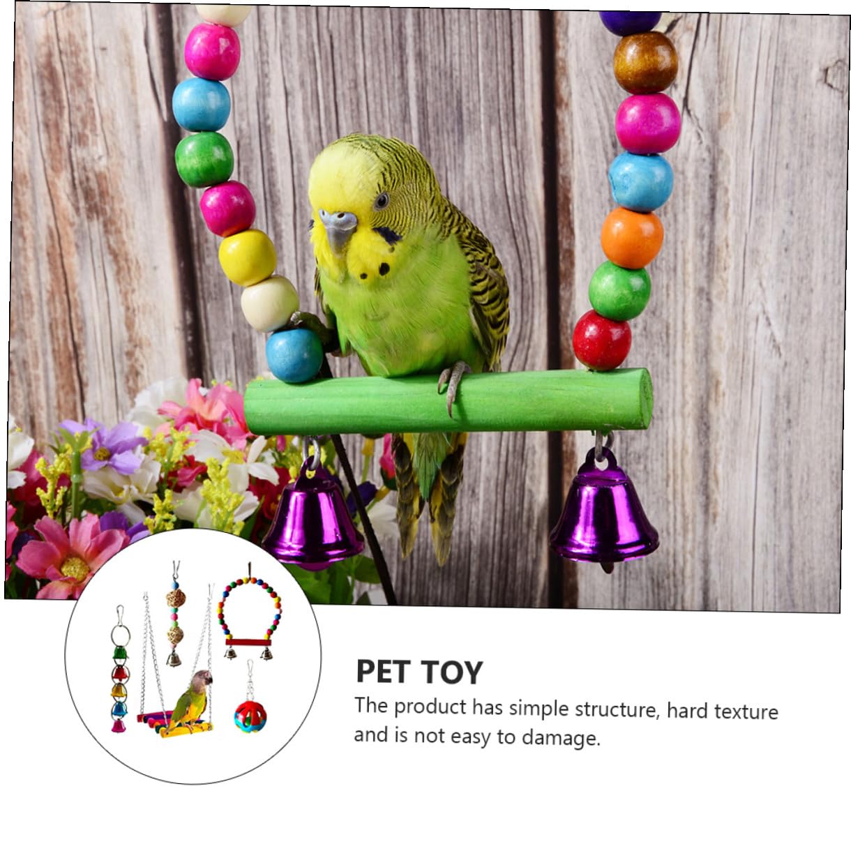 KOMBIUDA 5 Pièces Lot Jouets à Mâcher pour Perroquets Jouets Oiseaux Colorés Sécurisés et Naturels pour Cage Petits Oiseaux