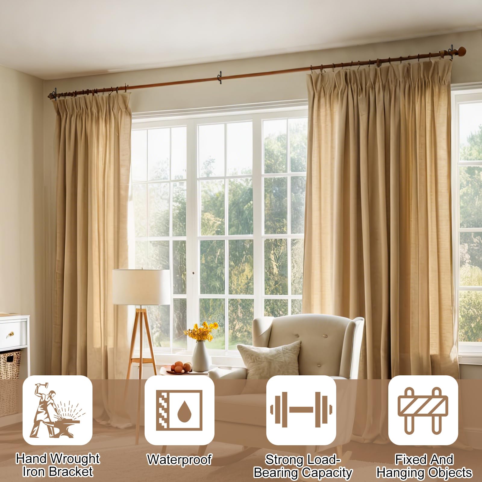 Black Curtain Rod Brackets - Ceiling Mount -4