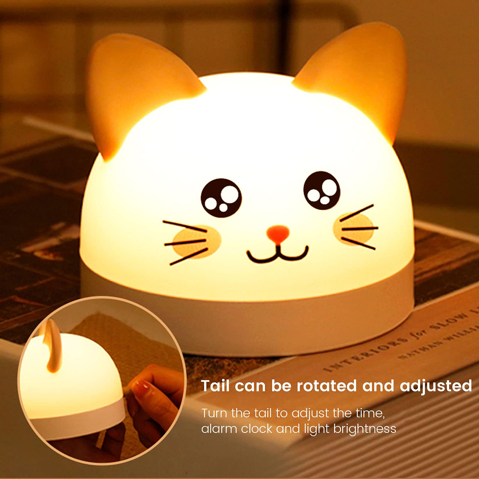 Réveil Veilleuse Animal Mignon Pour Enfants – Chat, Chien Ou Hibou, Avec Bruits Blancs, Luminosité Réglable Et Fonction Sleep Trainer