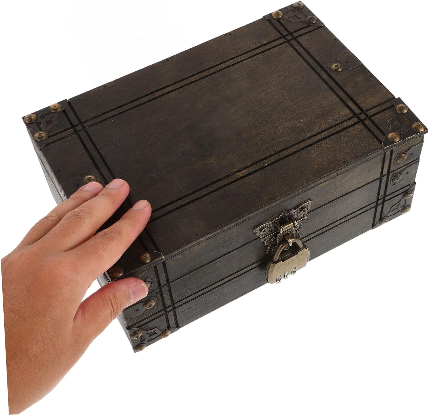 Baluue Vintage Wooden Storage Chest Elegant Treasure Box for Jewelry and Keepsakes Design for Home Decor for Boys and Girls Rooms and Pirate-themed Parties