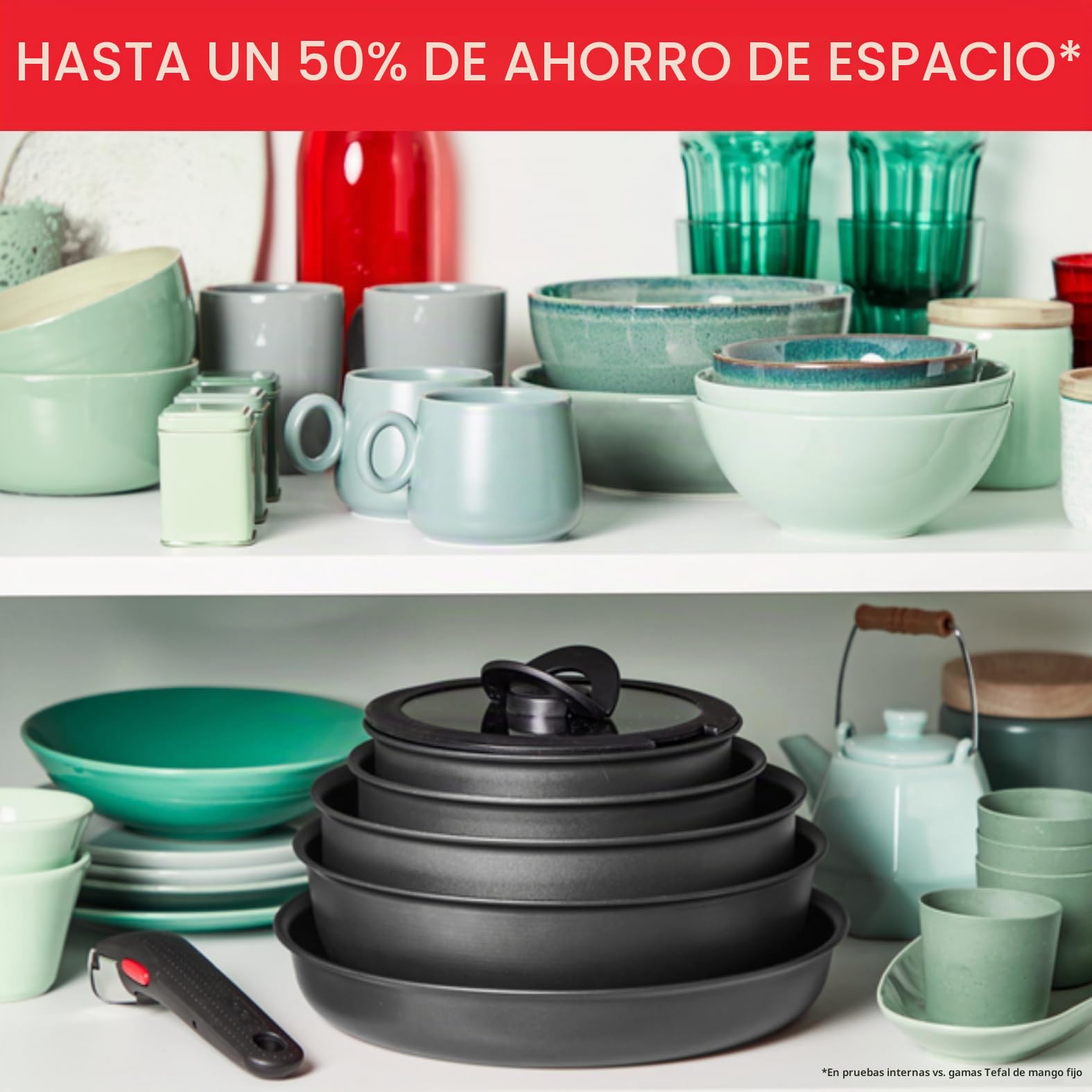 Tefal Ingenio Daily Chef ON - Juego de ollas y sartenes, 20 piezas, apilables, mango extraíble, ahorro de espacio, antiadherente, inducción, gris, L7619402