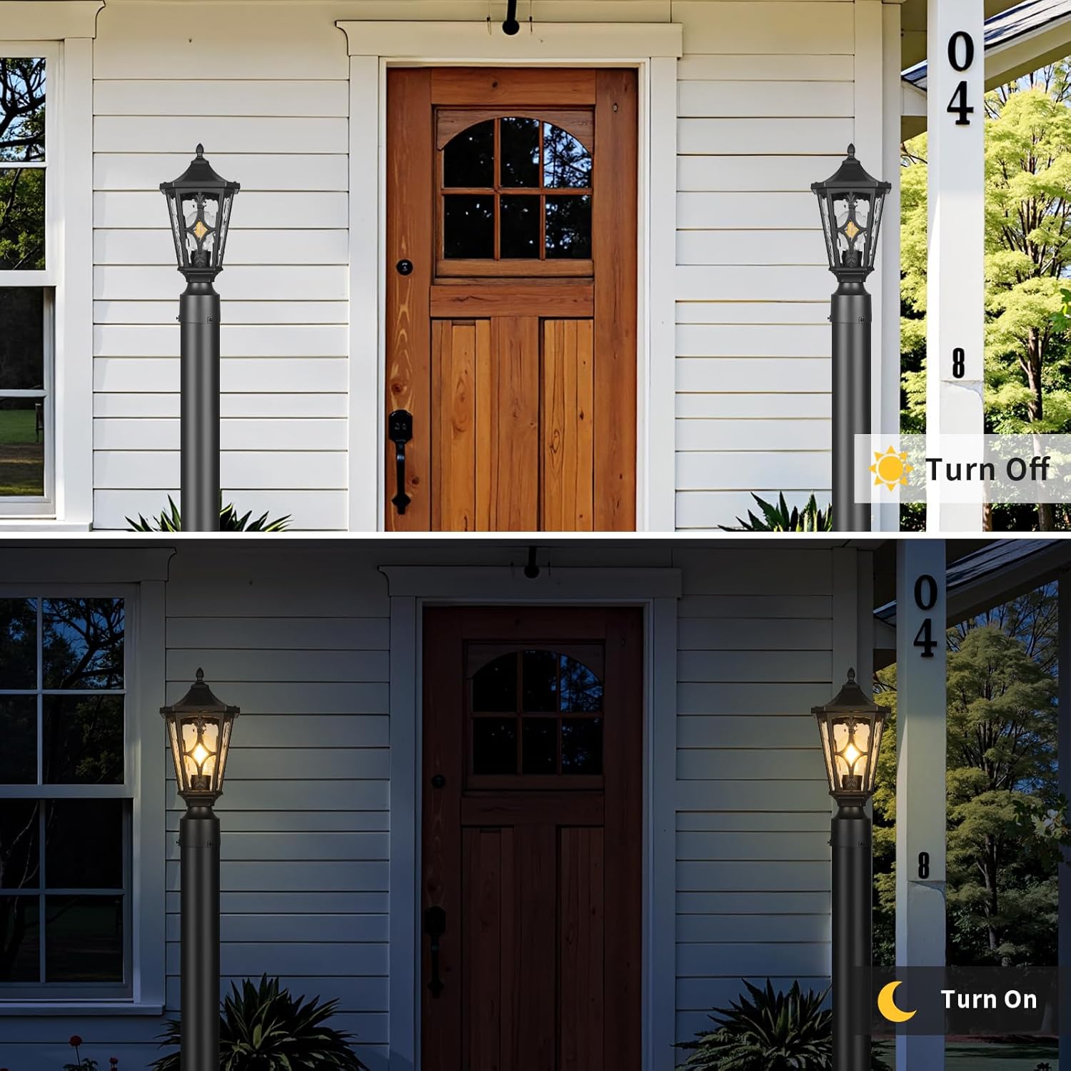 JYZ Outdoor Post Lights Lamp Post Light Fixture, 14'' Pole Lantern with E26 Base 60W Max & Waterproof Aluminum Housing Plus Water Ripple Glass, Fence Post Deck Lighting for Garden, Patio, Pathway