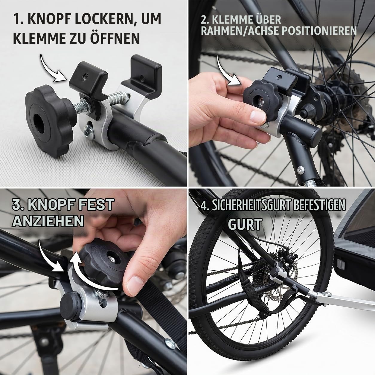 fahrradanhänger kupplung mountainbike QWORK® Universal Fahrrad Anhängerkupplung, Kupplung, Fahrradanhänger Adapter, für Fahrräder und E-Bikes Auto & Motorrad Cycling_Helmet Rahmen:45cm Preis Motorschutz Cube |