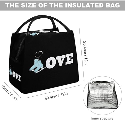 Miniatura 2 de Bolsa de almuerzo con aislamiento reutilizable para patinaje sobre hielo, bolsa portátil para el trabajo, picnic o viajes