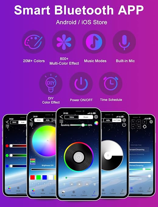 Sotipevs Sotipevs Led-vloerlamp, smart, 140 cm, staande lamp, dimbaar, muzieksynchronisatie, doe-het-zelfmodus, hoeklamp RGB met afstandsbediening en app, vloerlamp voor woonkamer, slaapkamer, gamingruimte photo 2