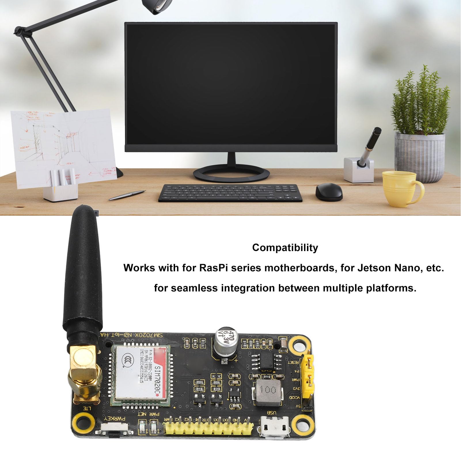 Bewinner Placa de Expansión NB IoT, Soporte Multiprotocolo, Interfaz de Control UART, Interfaz USB, Módulo NB IoT de Interfaz USB para RasPi