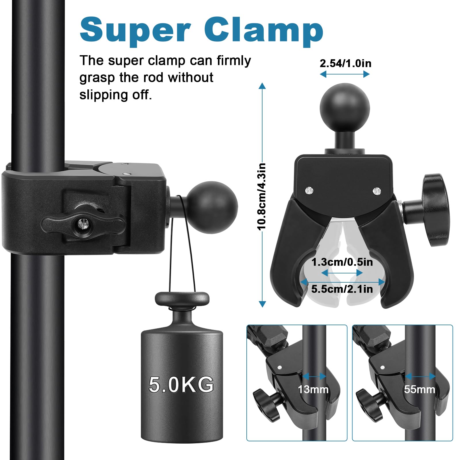 Chromlives Support Tablette de Microphone Tablette et Support de Téléphone Stand Réglable Rotation à 360 ° Compatible avec iPad, iPad pro, iPad air, iPhone, Téléphone et Tablette
