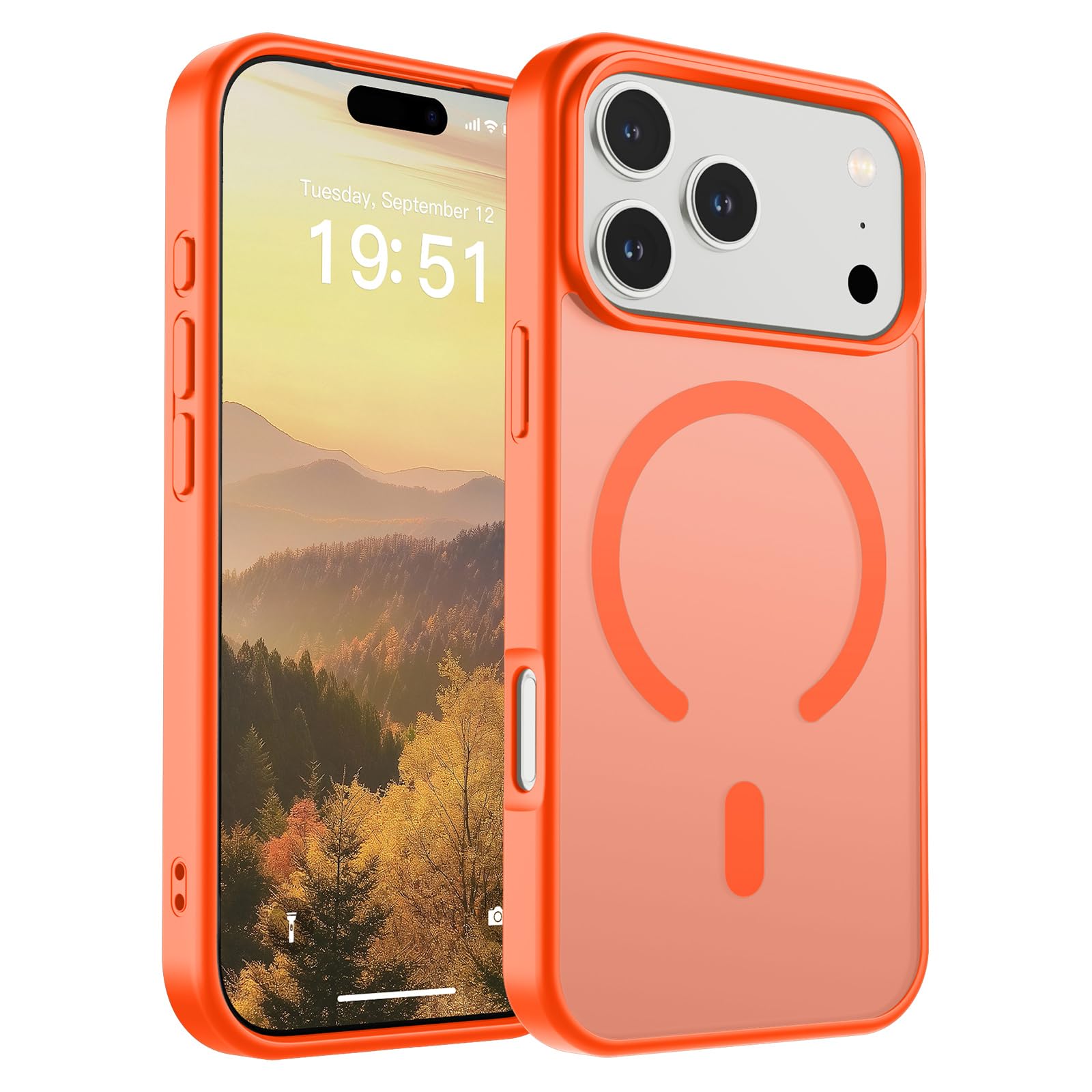 SUPFINE Magnetic for iPhone 17 Pro Case (Compatible with MagSafe)(Military Grade Drop Protection) Translucent Matte Shockproof with Anti-Fingerprint Phone Cover 2025,Orange
