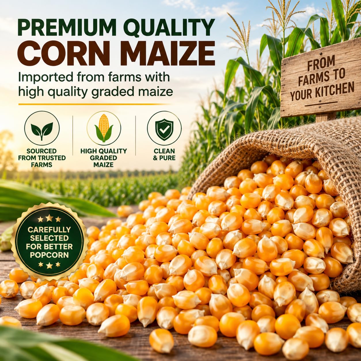 Pino Premium Popcorn Kernels| 400 grams | Pure Makka Dana | High