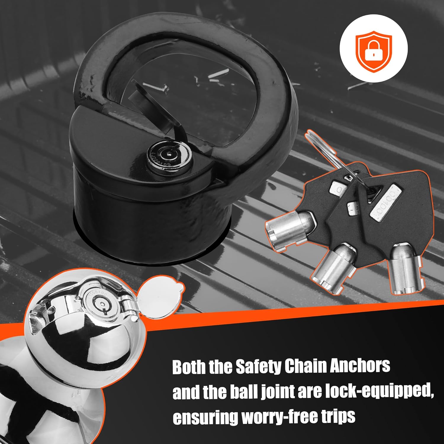 60638 Puck System Gooseneck Hitch Kit, Both 2-5/16" Ball and Two Safety Chain Anchors with Patent Lock for 2013-2024 Ram 2500, Ram 3500, Upgrade Three-Steel-Ball Locking System, 38000lbs