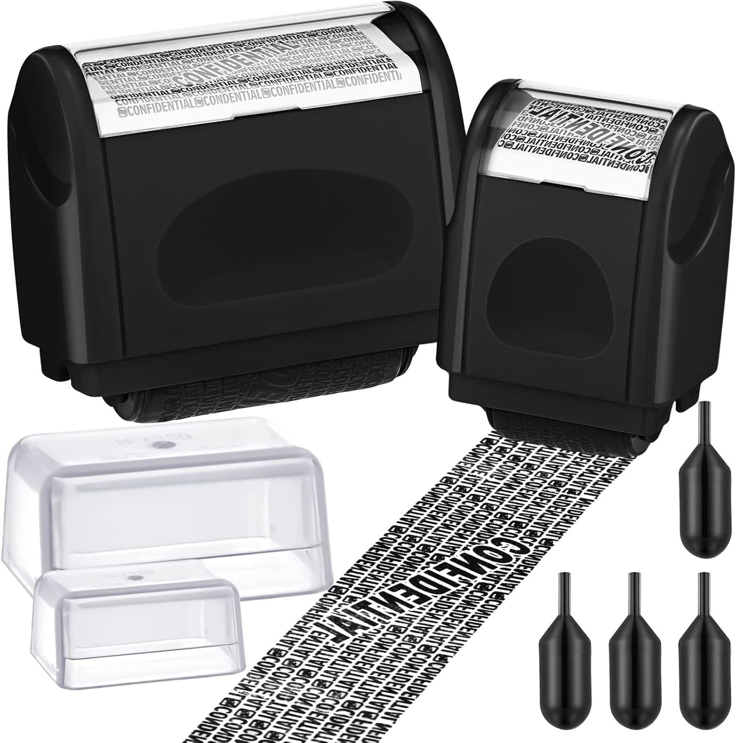 Nezyo 2 Pack Identity Protection Roller Stamp 4 Pack Refill Ink,Black