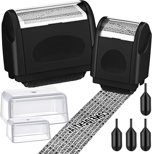 Nezyo Paquete de 2 Sellos de Rodillo de Protección de Identidad Robo de Identidad, Confidencial, Sello de Rodillo de Privacidad Bloqueador de