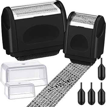 Nezyo 2 Pack Identity Protection Roller Stamp Identity Theft, Confidential, Privacy Roller Stamp Information Blocker and 4 Pack Refill Ink for ID Account Data Address SecurityBlack