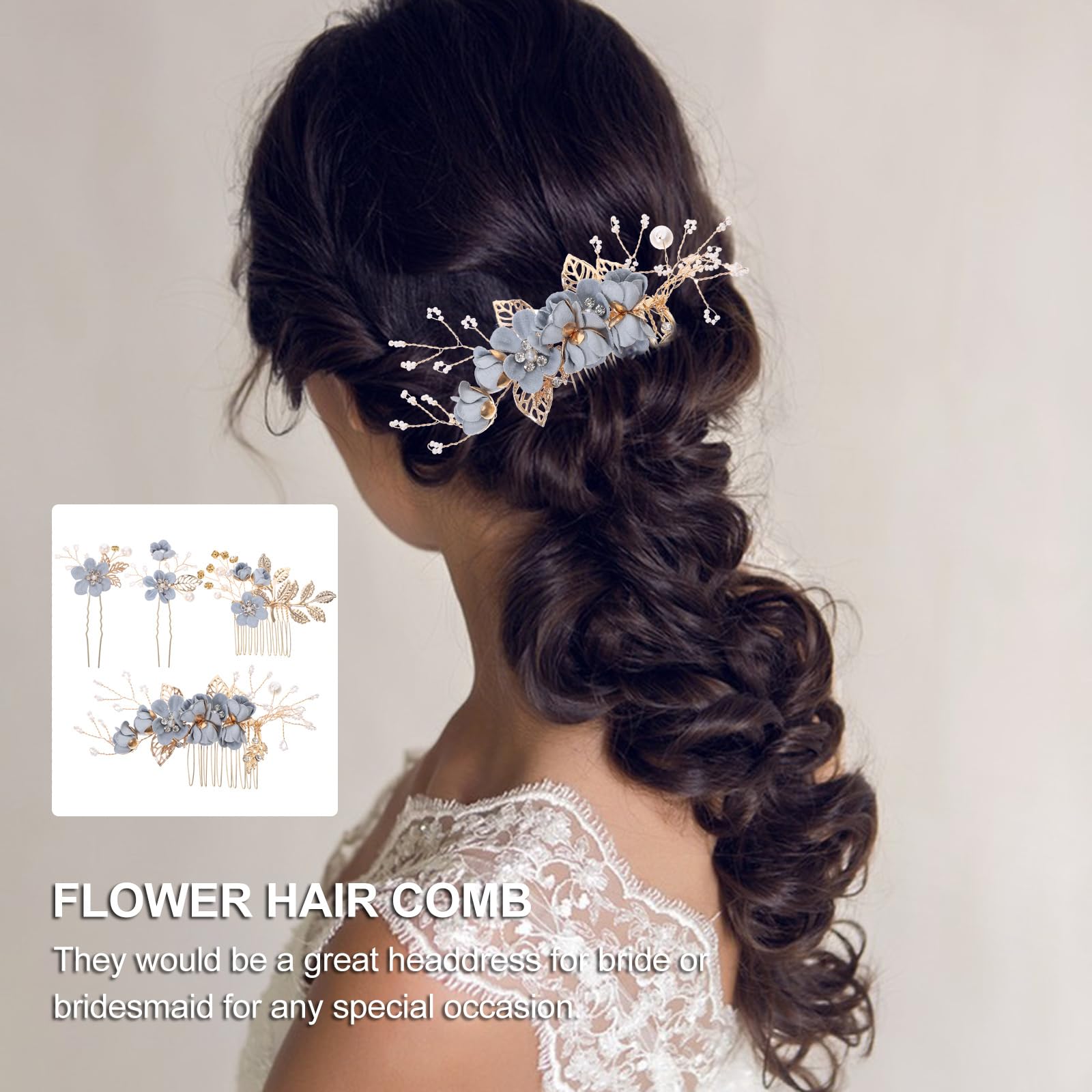 Beavorty 4pcs headgear hair clips for women pearl hair clips hair jewelry Bridal Hair wedding Rhinestone Hair Sticks for women hair pin bride rhinestones cloth Bobby - Image 2