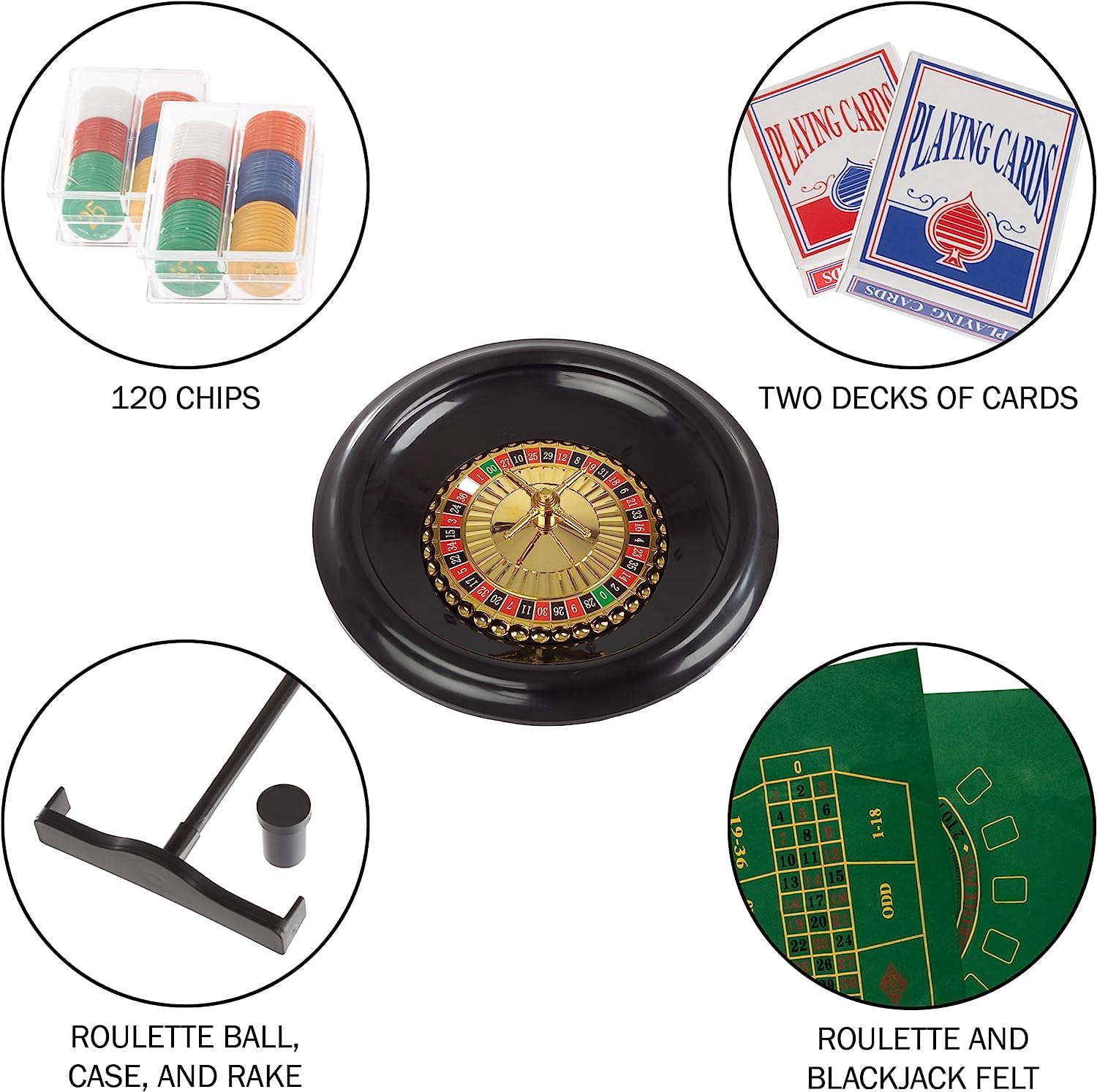 ZEONIK Plaque tournante Jeu de Cartes de Roulette de Luxe avec Disposition Double zéro, Plateau