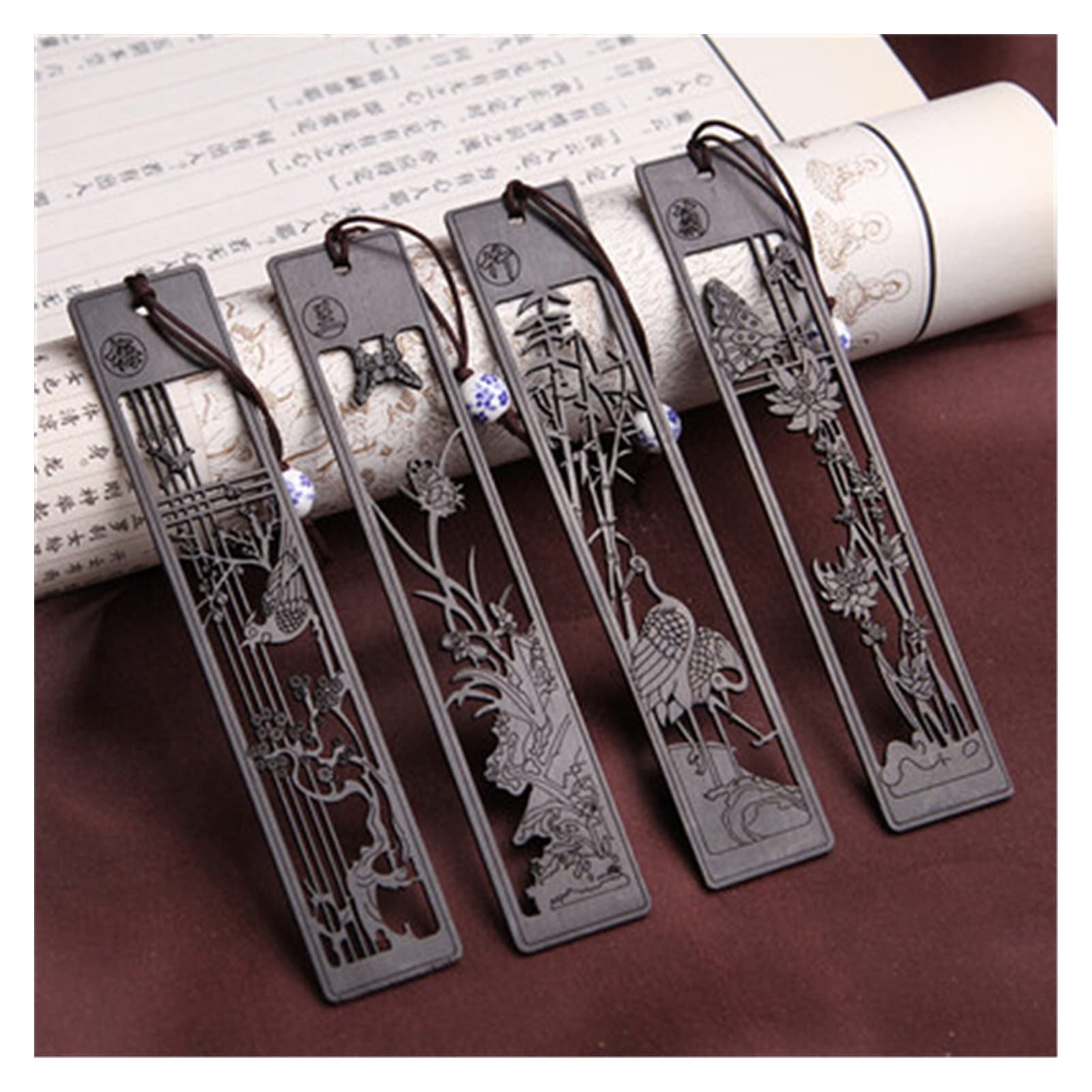 Signet 4 Signets PCS PRUM Orchid Chrysanthemum Bookmarks Convient aux Cadeaux aux lecteurs Amis et Enseignants signets pour Hommes Femmes (Color : 1)