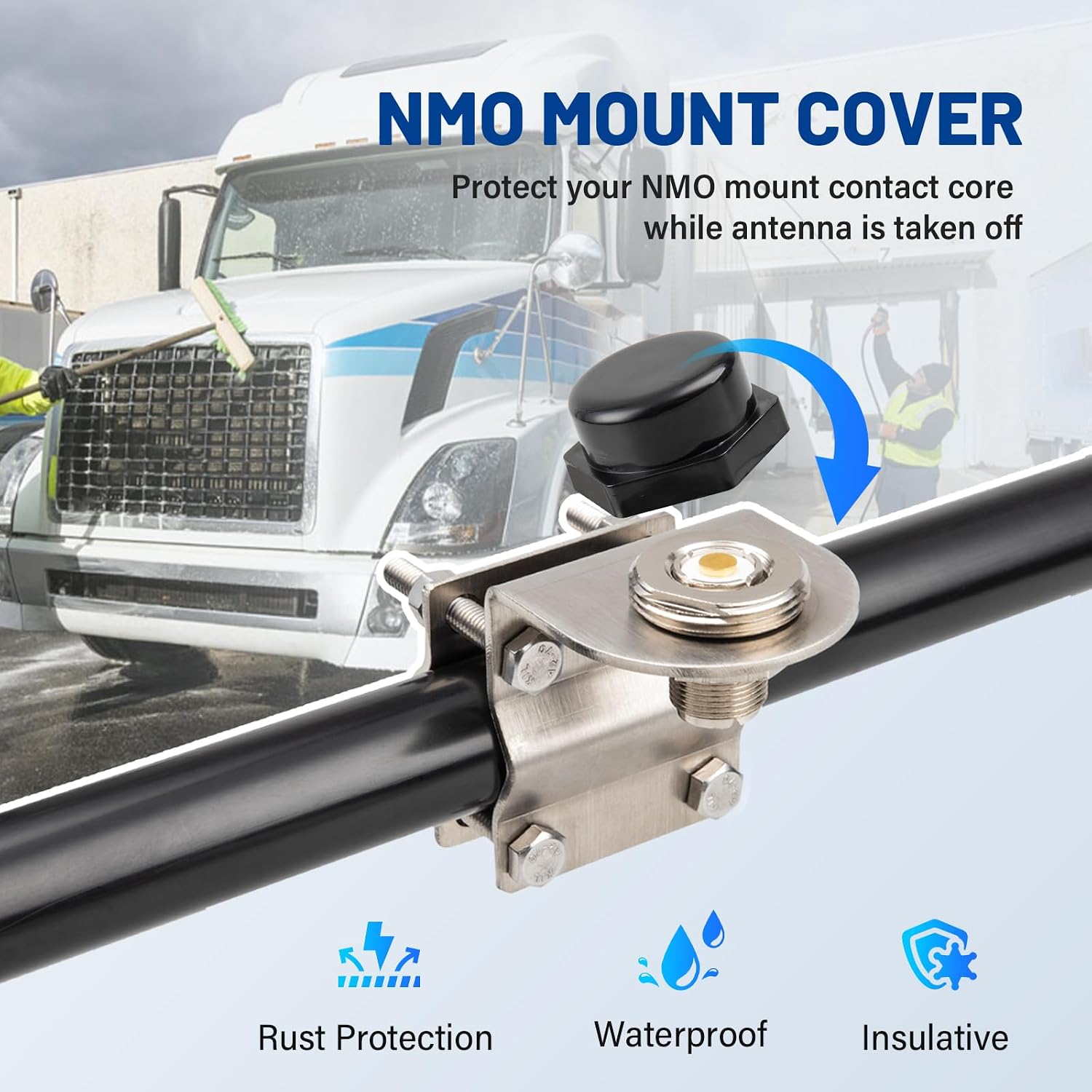 Anina 3 Way Antenna Mirror Mount with NMO to PL259 Adapter SO239 Connector Roll Bar Stud Mounting for VHF/UHF/Ham Radio Mobile Dual Band Antennae Horizontal or Vertical Installation