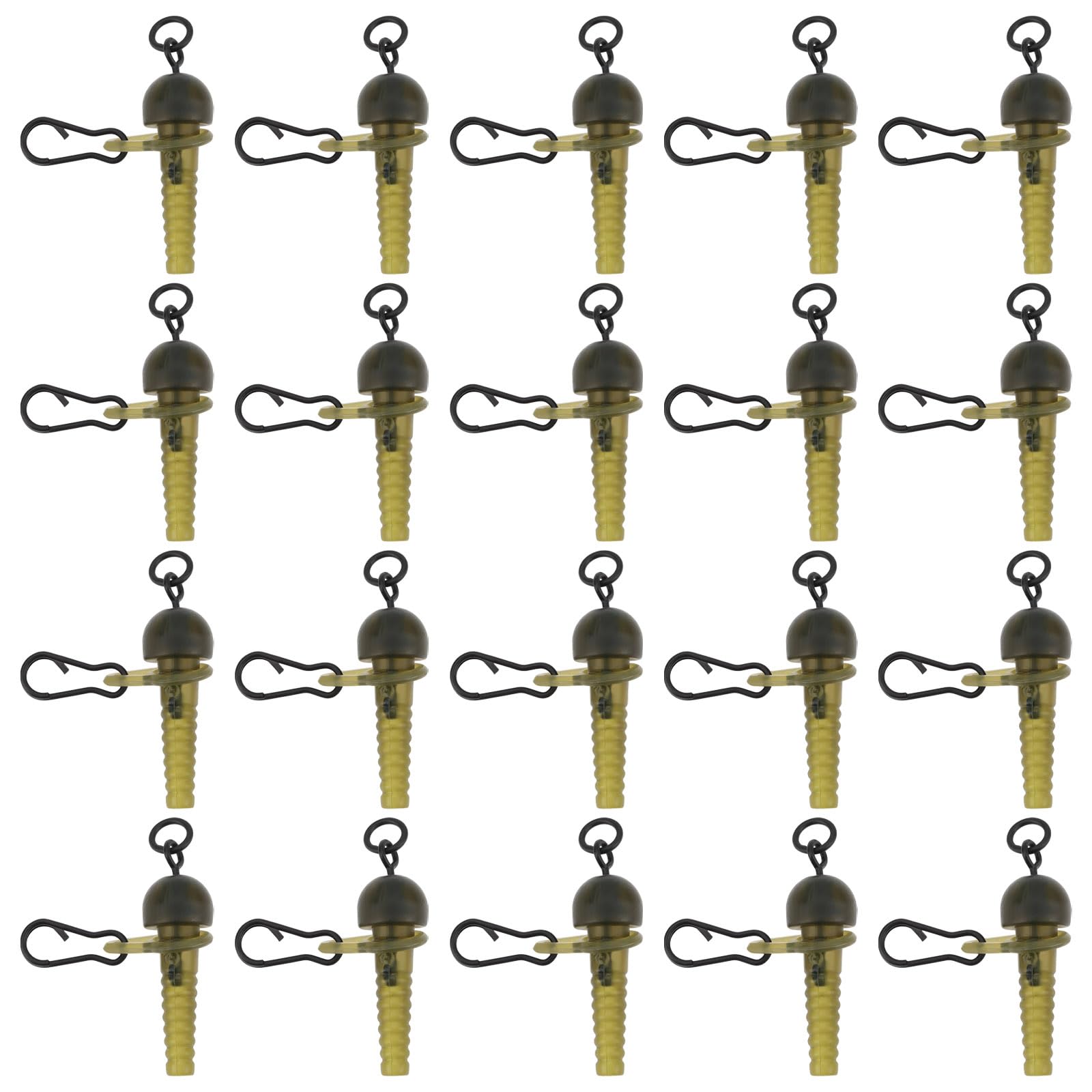 Briny River 20Pcs Semi Fixed Bead Edges Kit Spiral Casing for Carp Fishing Green