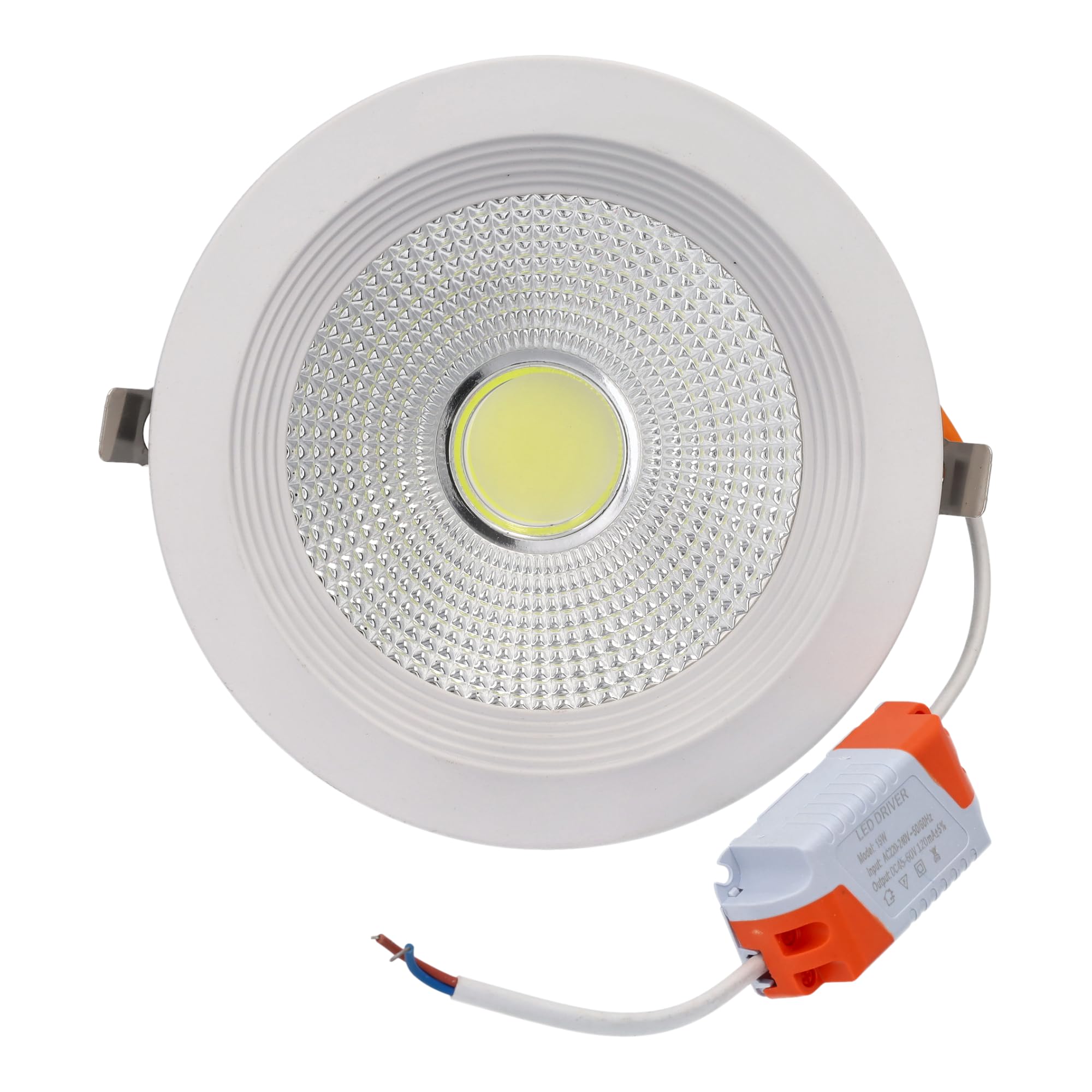JANDEI – Confezione da 10 Faretti LED COB da Incasso da 15W, 1350 Lumen, Cornice Rotonda Bianca 160x55mm (Foro da 130-135mm). IP44 Ideale Cucina, Bagno - Luce fredda 6000K