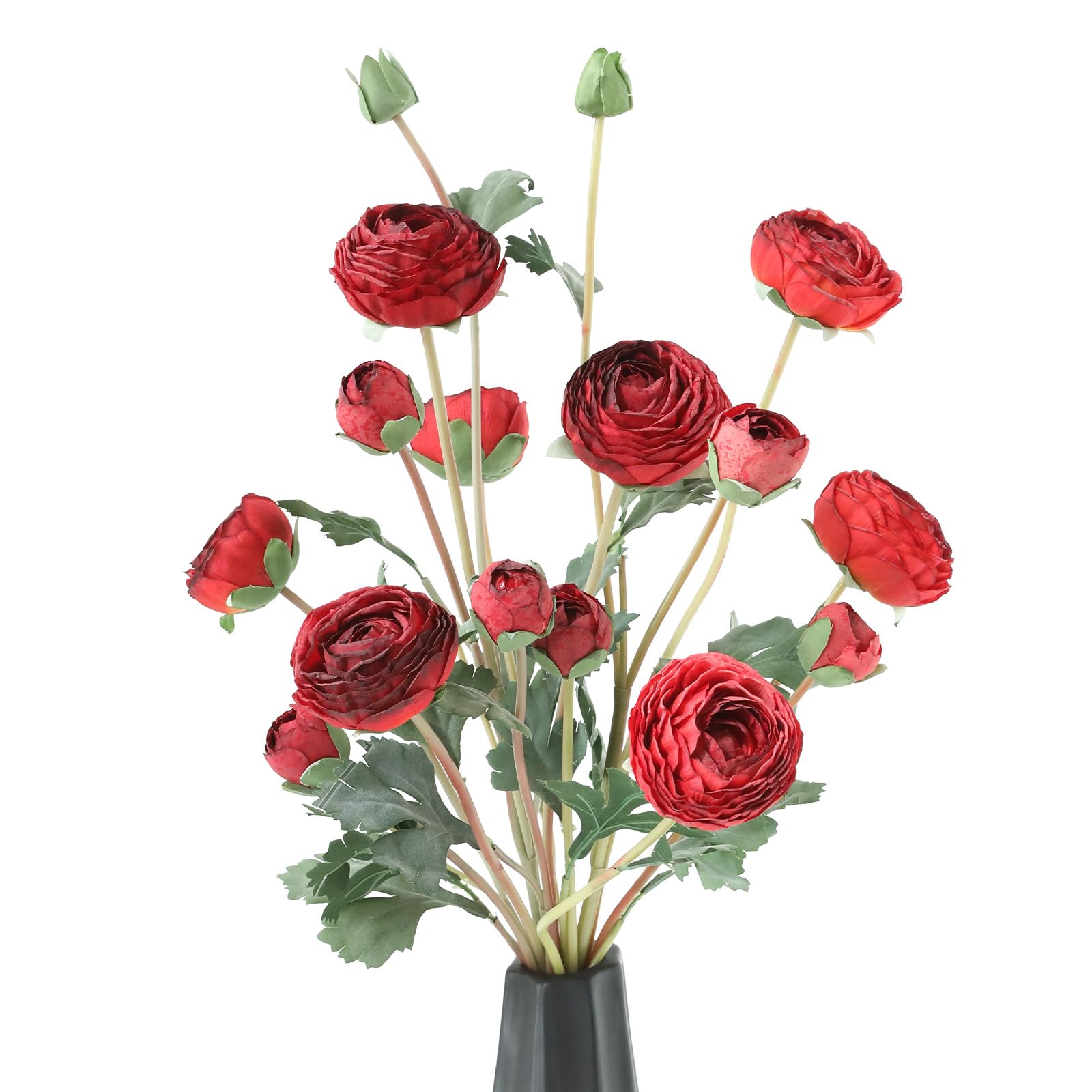 LILUYTO 6pcs Realistic Silk Long Stem Ranunculus