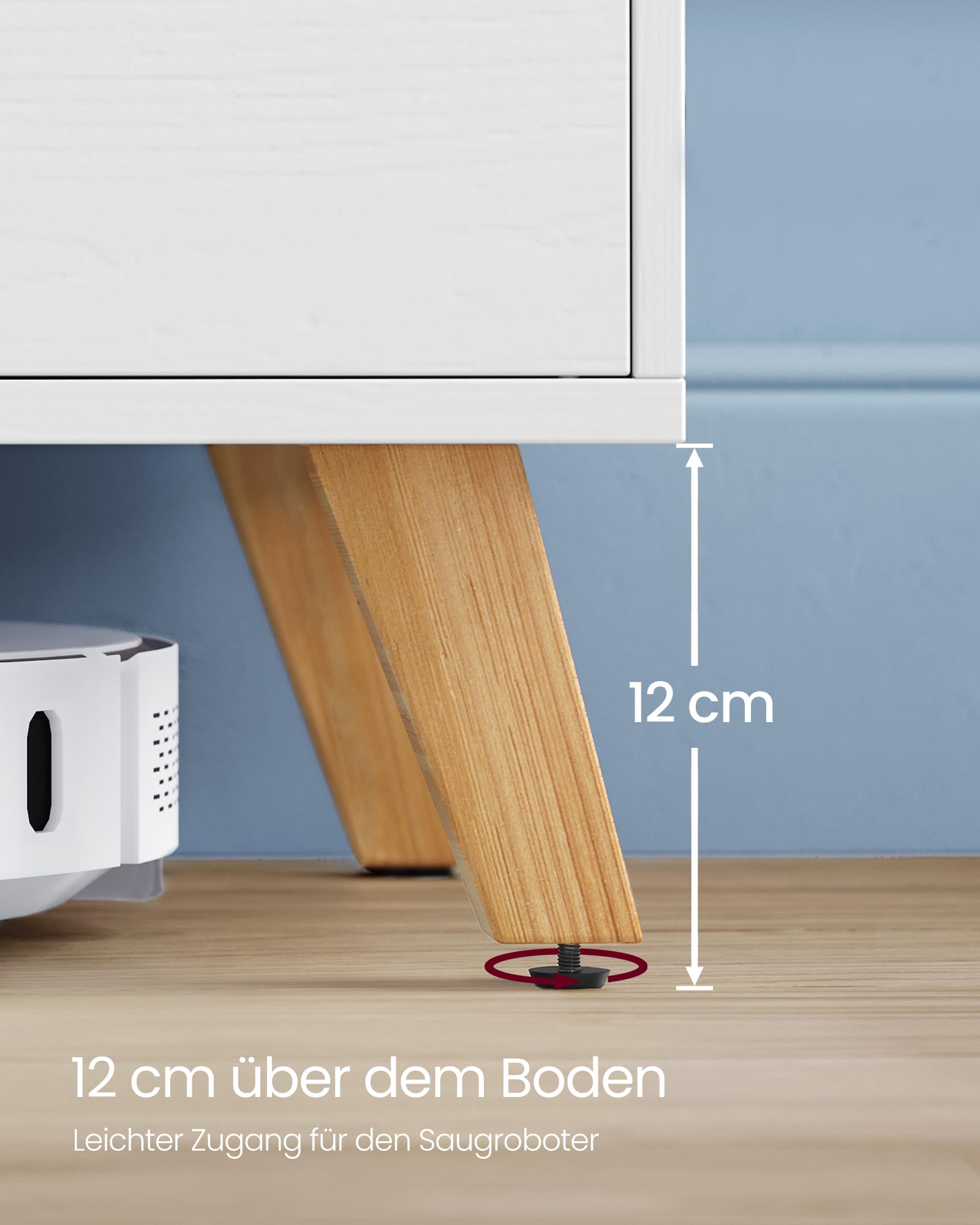 VASAGLE TV-Schrank, Fernsehtisch mit 2 Türen, 140 cm lang, TV-Regal für Fernseher bis zu 60 Zoll, verstellbare Ablagen, für Wohnzimmer, Esszimmer, Schlafzimmer, weiß LTV027T46