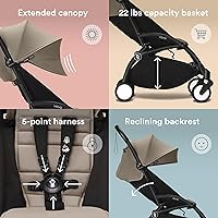 Vista 6 de Stokke YOYO3 Stroller from 6 Months - Includes Black Frame/Taupe Seat Cushion + Canopy - Folds in & Out in a Flash - Light & Compact - Carry-On